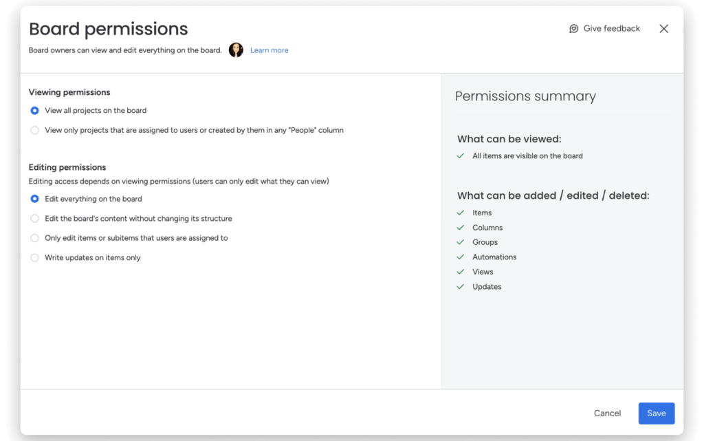 board permissions in monday.com work management platform